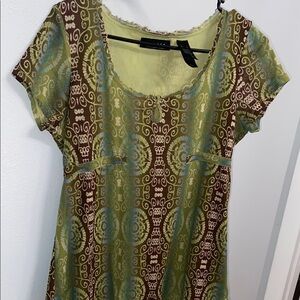 Vintage Axcess- a Liz Claiborne Company- Stylish Green Patterned Women's Top